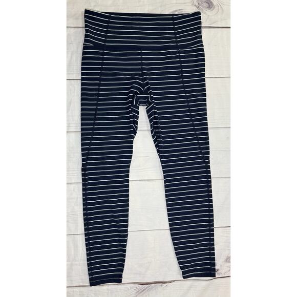 Athleta Leggings Women’s Size M Stripe Salutation Navy & White Size Style 209905 - Picture 1 of 7